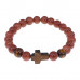 BSH-17-01 Браслет с крестом из Тигрового глаза, Коричневый авантюрин, 8мм