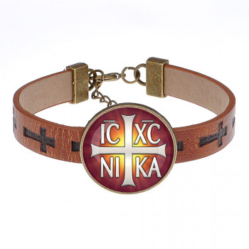 BSK1-005 Кожаный браслет ICXC NIKA