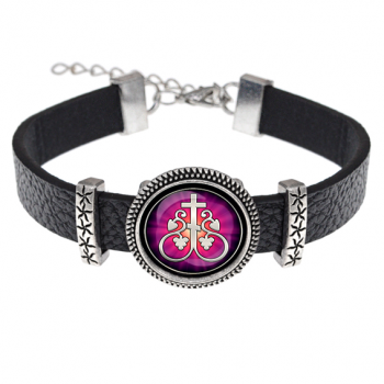 C1003011 Кожаный браслет, Крест Виноградная лоза