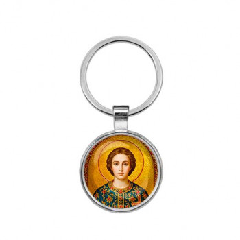C1106021 Круглый брелок, цвет серебро, Пантелеймон