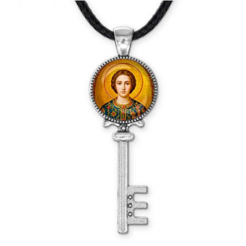 C1106043 Кулон ключ, цвет серебро, со шнурком, Пантелеймон