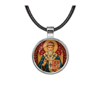 C1108027 Кулон, цвет серебро, со шнурком, Спиридон Тримифунтский
