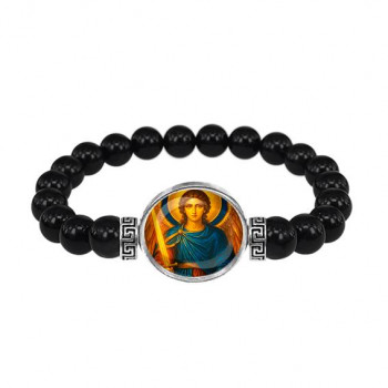 C1115056 Браслет из чёрного агата, Архангел Михаил
