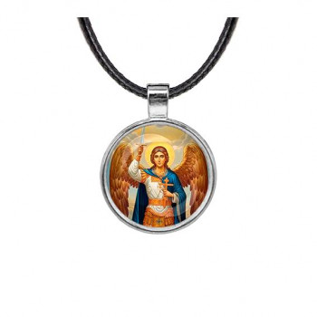 C1117027 Кулон, цвет серебро, со шнурком, Архангел Михаил