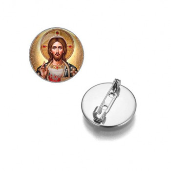C1129023 Круглый значок, цвет серебро, Иисус Христос