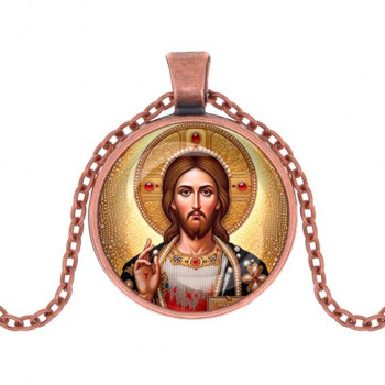 C1129030 Кулон, цвет медь, с цепочкой, Иисус Христос