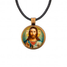 C1130029 Кулон, цвет бронза, со шнурком, Иисус Христос
