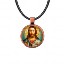 C1130031 Кулон, цвет медь, со шнурком, Иисус Христос