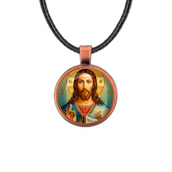 C1130031 Кулон, цвет медь, со шнурком, Иисус Христос