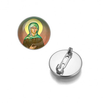 C1132023 Круглый значок, цвет серебро, Ксения Петербургская