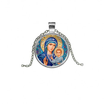 C1133026 Кулон, цвет серебро, с цепочкой, Матерь Божия