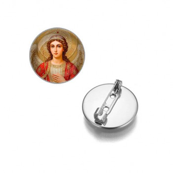 C1136023 Круглый значок, цвет серебро, Архангел Михаил