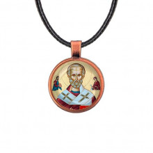 C1139031 Кулон, цвет медь, со шнурком, Николай Чудотворец
