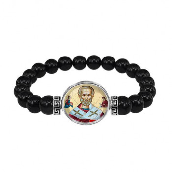 C1139056 Браслет из чёрного агата, Николай Чудотворец