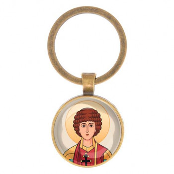 C1142017 Круглый брелок, цвет бронза, Пантелеймон Целитель