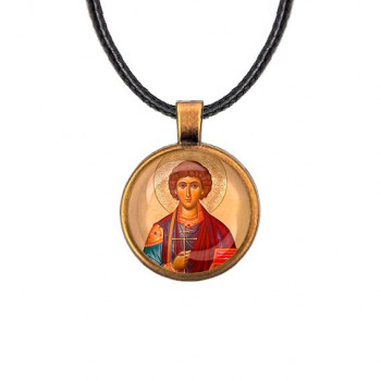 C1144029 Кулон, цвет бронза, со шнурком, Пантелеймон Целитель