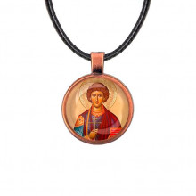 C1144031 Кулон, цвет медь, со шнурком, Пантелеймон Целитель
