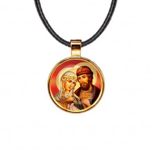 C1145033 Кулон, цвет золото, со шнурком, Петр и Феврония