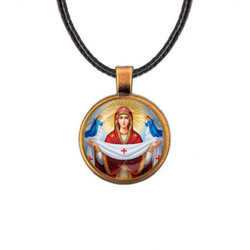 C1146029 Кулон, цвет бронза, со шнурком, Покров Божией Матери