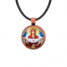 C1146031 Кулон, цвет медь, со шнурком, Покров Божией Матери