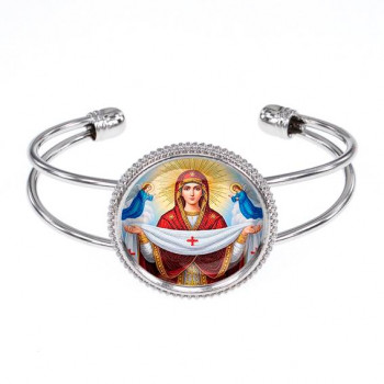 C1146034 Браслет металлический, цвет серебро, Покров Божией Матери