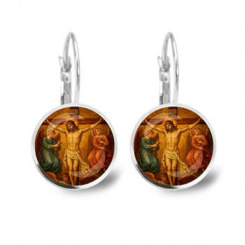 C1148038 Серьги металлические, Распятие 
