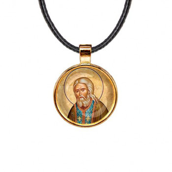 C1152033 Кулон, цвет золото, со шнурком, Серафим Саровский