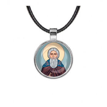 C1153027 Кулон, цвет серебро, со шнурком, Сергей Радонежский