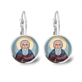 C1153038 Серьги металлические, Сергей Радонежский