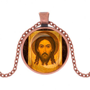 C1156030 Кулон, цвет медь, с цепочкой, Спас Нерукотворный