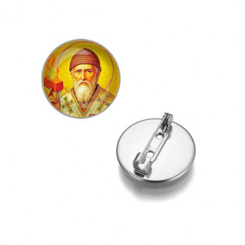 C1157023 Круглый значок, цвет серебро, Спиридон Тримифунтский