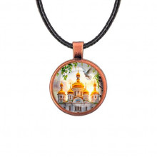 C1160031 Кулон, цвет медь, со шнурком, Храм и березы