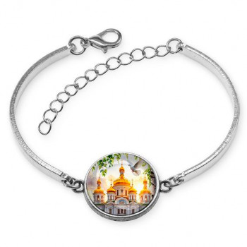 C1160046 Браслет металлический, цвет серебро, Храм и березы