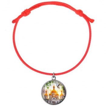 C1160052 Браслет из красного шнура, Храм и березы