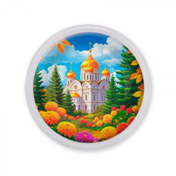C1162001 Акриловый магнит, Храм и цветы