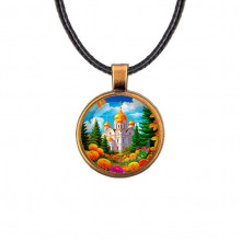 C1162029 Кулон, цвет бронза, со шнурком, Храм и цветы
