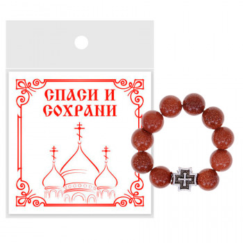 CHH-02-01 Перстные чётки из синт.камня Авантюрин коричневый 8мм