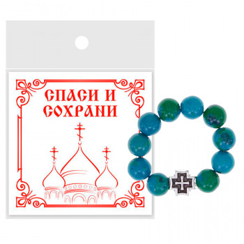 CHH-02-21 Перстные чётки из синт.камня Хризоколла 8мм
