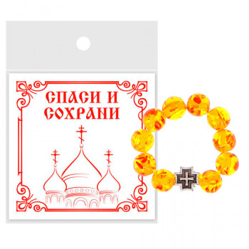 CHH-02-31 Перстные чётки из синт.камня Янтарь