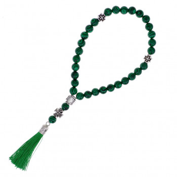 CHH-03-12 Православные чётки 30 зёрен, Малахит 8мм