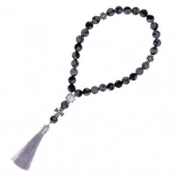 CHH-03-14 Православные чётки 30 зёрен, Снежный обсидиан 8мм