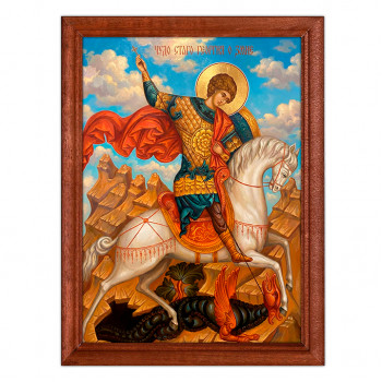 IKO-002-112 Икона Свт.великомученик Георгий Победоносец (Чудо), багет 17х23см