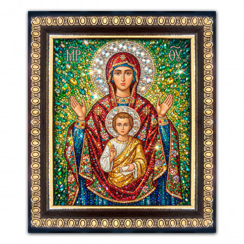 IKO-003-003 Икона Божией Матери Знамение, рамка 12,5х14,5см