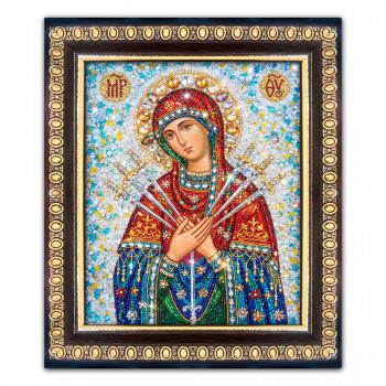 IKO-003-006 Икона Божией Матери Семистрельная, рамка 12,5х14,5см