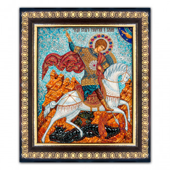 IKO-003-012 Икона Свт.великомученик Георгий Победоносец (Чудо), рамка 12,5х14,5см