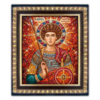 IKO-003-013 Икона Святой великомученик Георгий Победоносец, рамка 12,5х14,5см