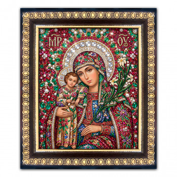IKO-003-020 Икона Икона Божией Матери Неувядаемый цвет, рамка 12,5х14,5см
