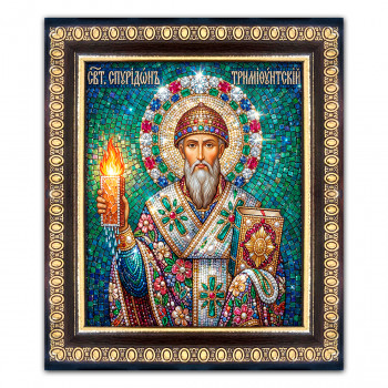 IKO-003-025 Икона Святой Спиридон Тримифунтский, рамка 12,5х14,5см