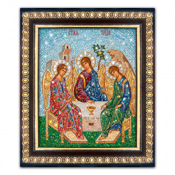 IKO-003-026 Икона Святая Троица, рамка 12,5х14,5см