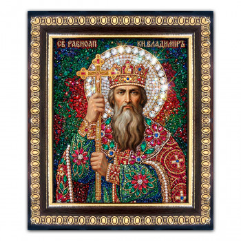 IKO-003-031 Икона святой равноапостольный князь Владимир, рамка 12,5х14,5см